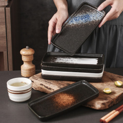 創意的な日本式の陶磁器の皿の料理の平底の寿司の皿のレストランの食器の家庭用のおかずの軽食の長方の皿の卸売り