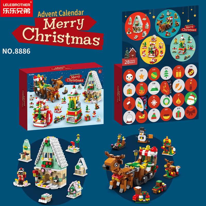 8886 Navidad 24 cuenta regresiva sorpresa 8972 caja ciega juego de bloques de juguetes de escritorio regalos