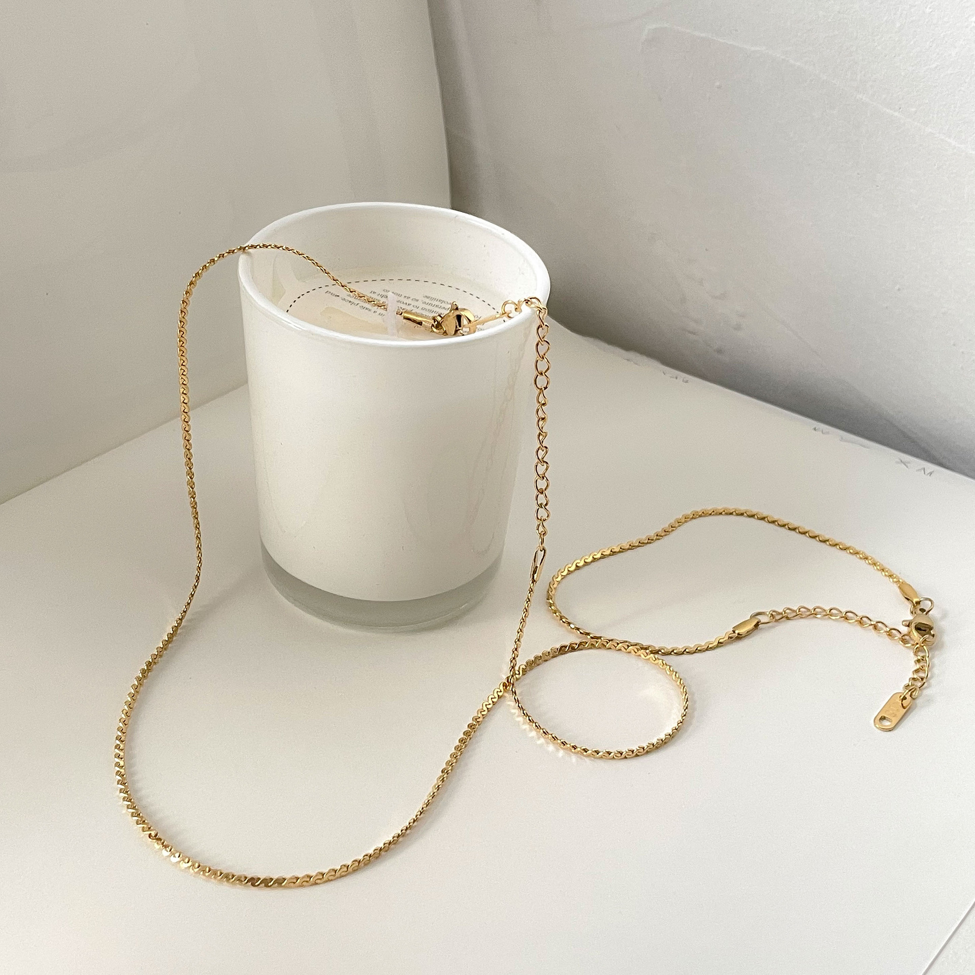 9g Weight Bracelets, Necklace Classification 1 Piece Quantity Retro Solid Color Titanium Steel Chain Bracelets Necklace