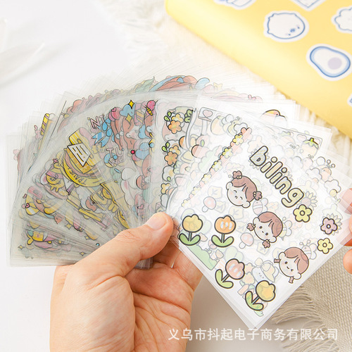 100 unique bulk cartoon PET waterproof sticker decoration materials for journals and sticker papers