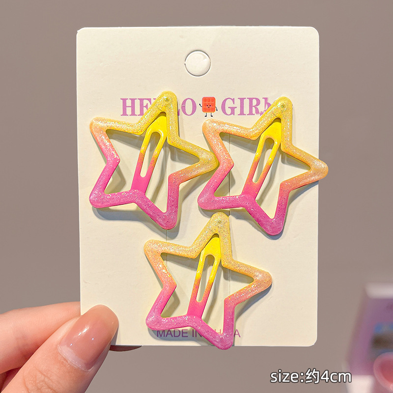 Color para niños lindo pequeño bb clip niña flequillo clip de cabello roto horquilla para bebé tocado de niña estrella horquilla