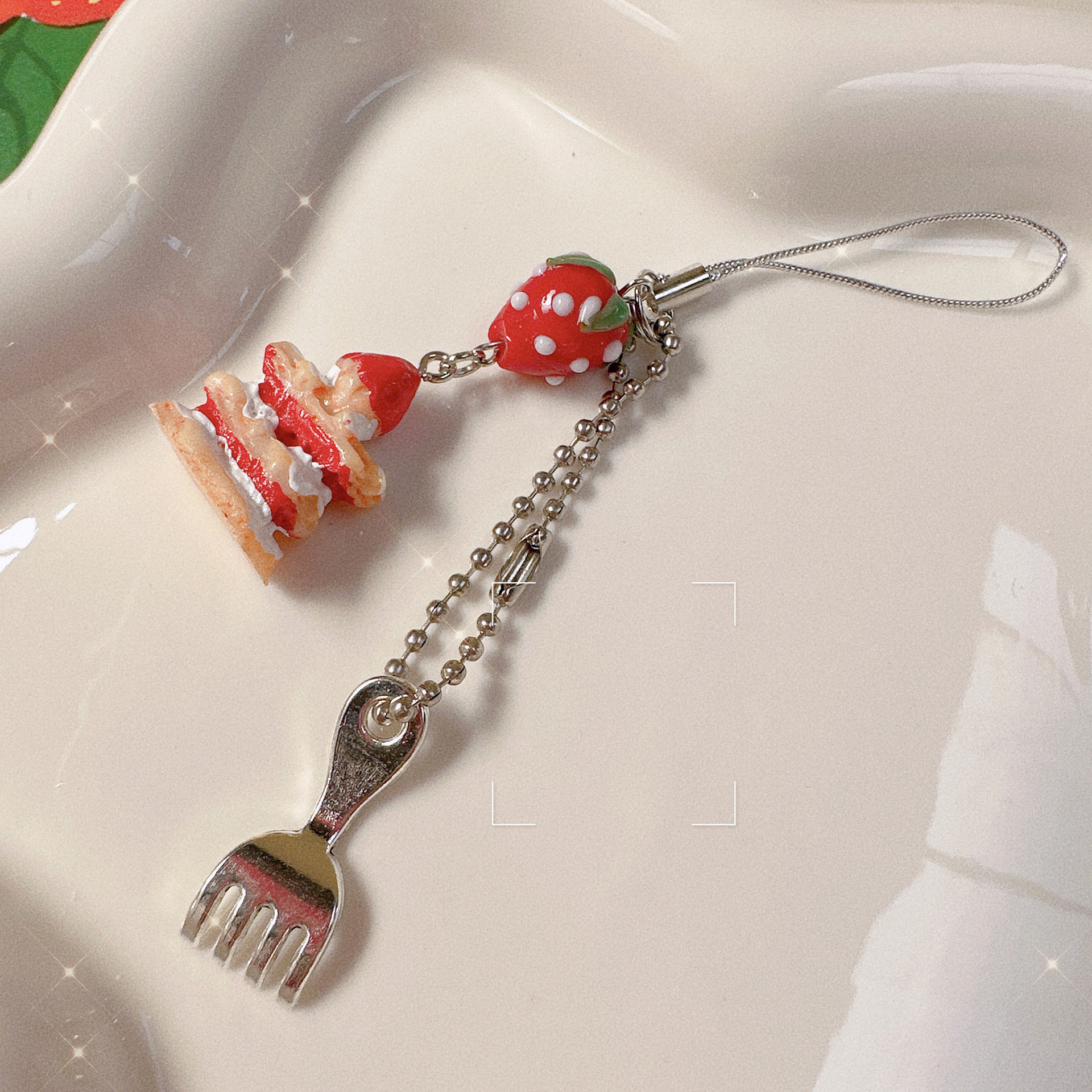 Beaded Design Sweet Style 1 Piece Sweet Fruit Acrylic Beaded Mobile Phone Chain