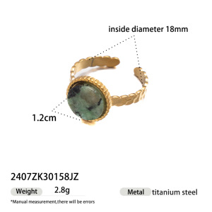Anillo de acero inoxidable de piedra natural transfronteriza de alta calidad, anillo de nicho de titanio, joyería de mano, anillo de joyería para mujeres