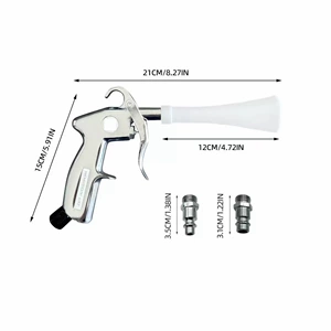 Pneumatic Dust Blowing Gun, Automotive Beauty Tool, Dual-Head Replaceable Pneumatic Blowing and Suction Gun with Brush Head, Tornado Cleaning Gun