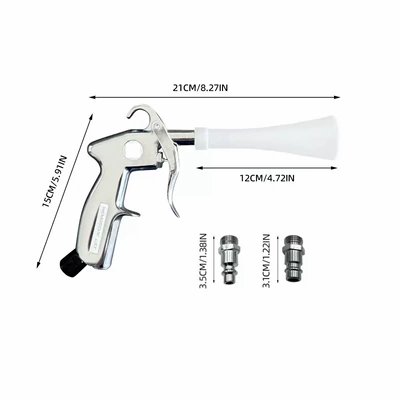 Pneumatic Dust Blowing Gun, Automotive Beauty Tool, Dual-Head Replaceable Pneumatic Blowing and Suction Gun with Brush Head, Tornado Cleaning Gun (Car cleaning tools)