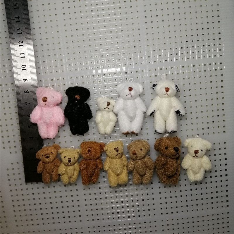 毛绒玩具娃娃小号迷你关节熊拉毛布棕色3cm耳环配件材辅料现货