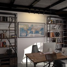 欧洲十六世纪晶瓷复古做旧英文版世界地图办公室墙面装饰客厅书房