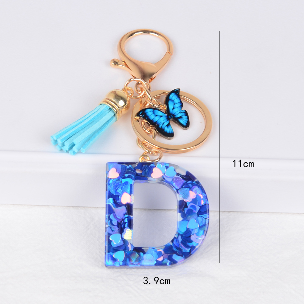 Cross-border Hot Sale 26 letras inglesas llavero de resina de goteo de goma esquinilla llavero de letras de amor personalizado