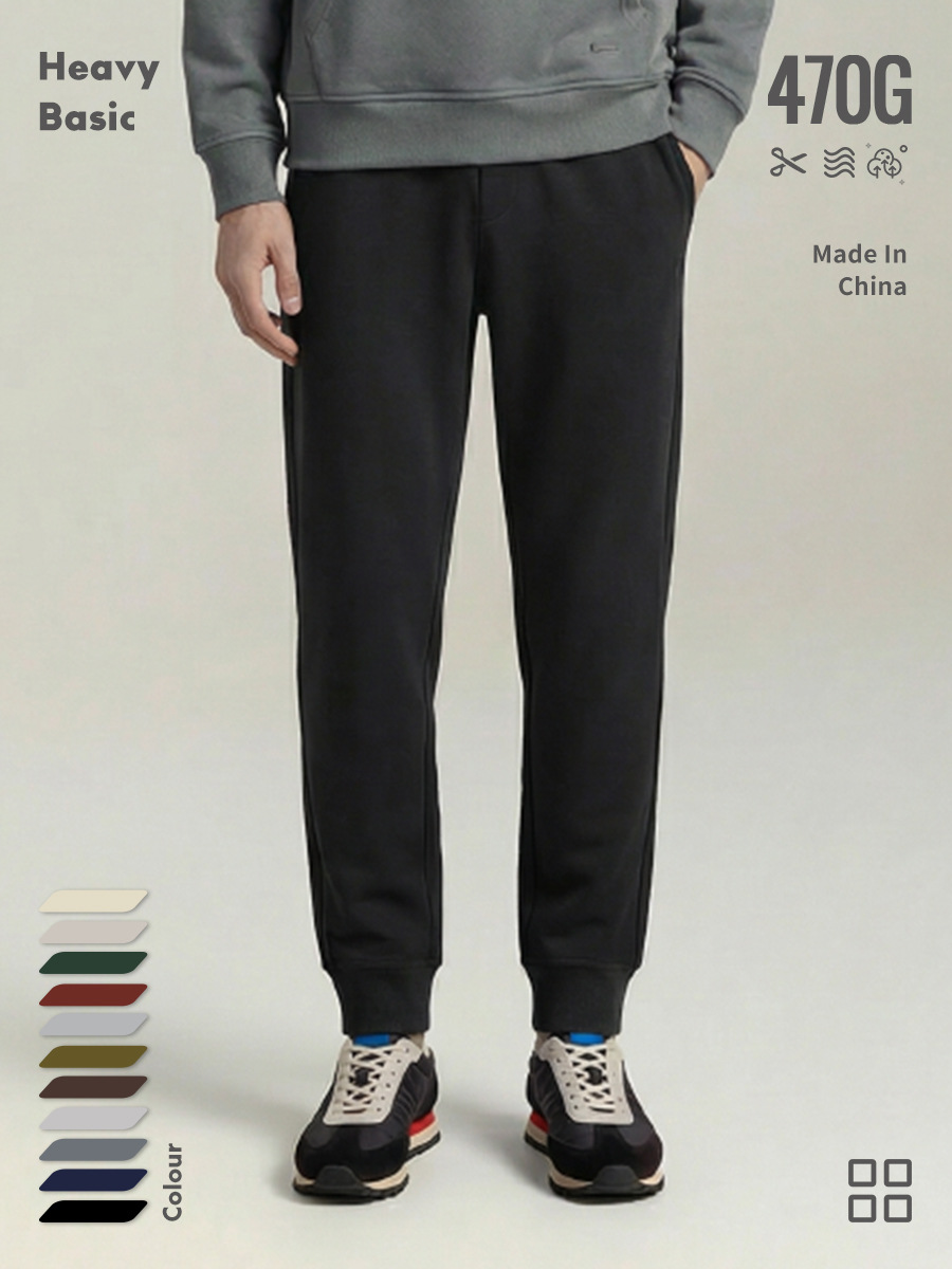 470g Otoño e Invierno pesado tobillo-atado cordón engrosado forro de lana gruesa de los hombres y las mujeres de la marca de moda casual tobillo-atado pantalones de chándal moda