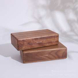 木制首饰盒桌面木质储物盒方形黑胡桃饰品盒戒指耳环饰品展示盒