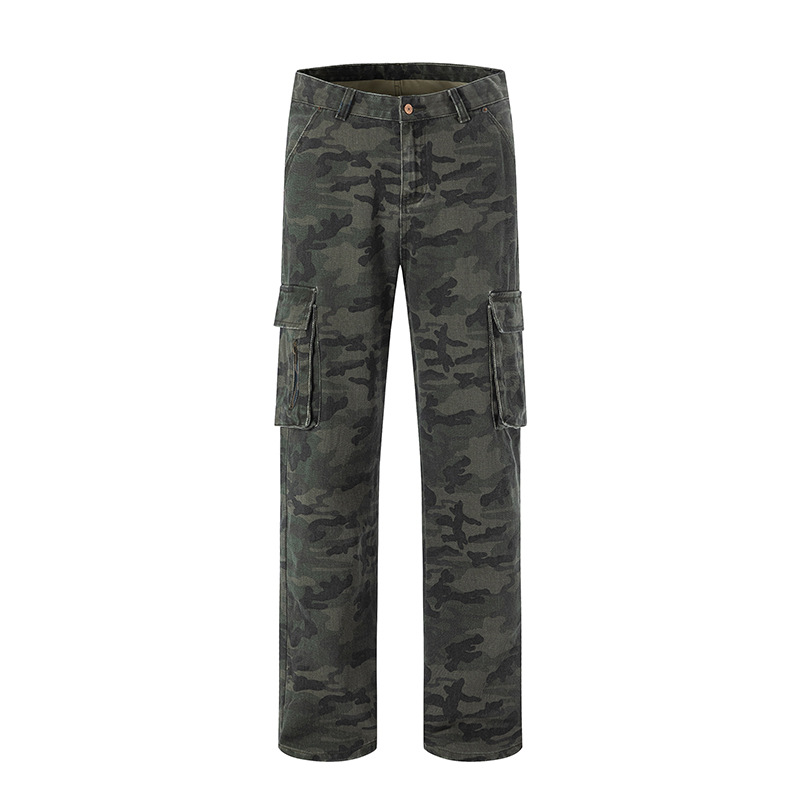 Men's Cargo Pants Retro Multi Pocket Camouflage Workwear Jeans_voghion.com