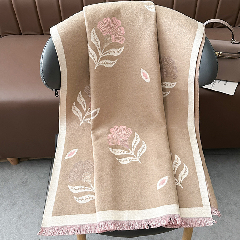 Bufandas coreanas de cachemira de dama 2025 pájaros con un bufón de aire acondicionado que se vuelve más grueso y cálido