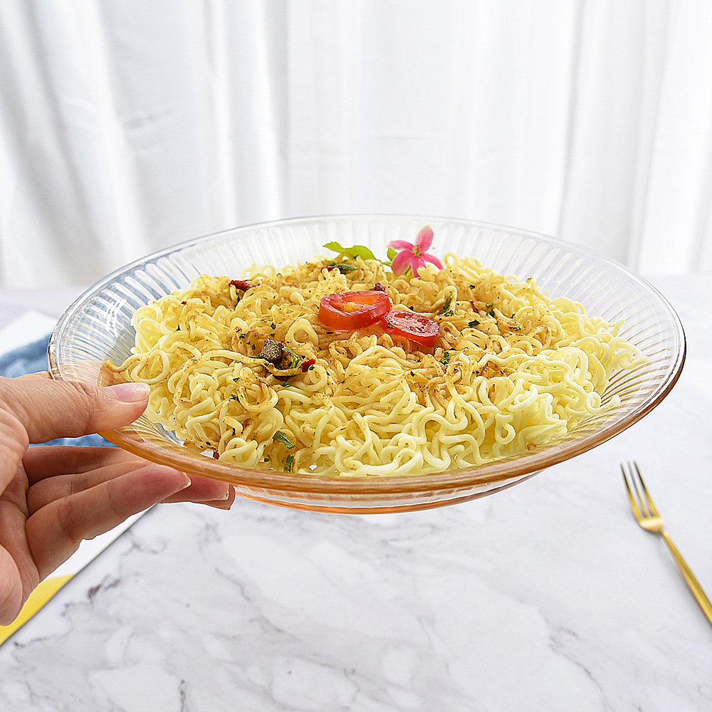 琥珀色低硼耐热玻璃餐具 现代简约家用面碗汤碗 加厚耐热沙拉碗