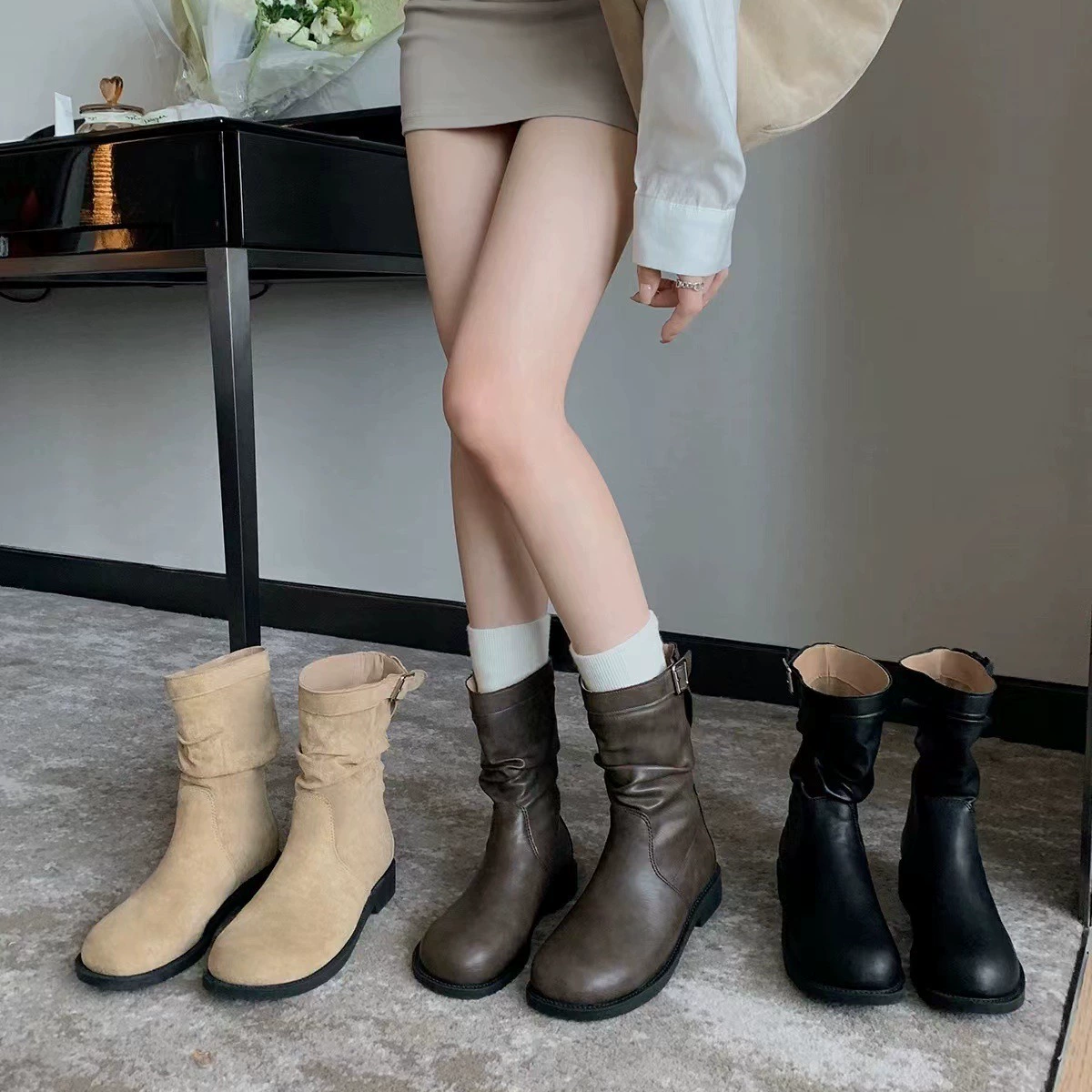 Пятно ~ Виноградная мама Корейская круглая голова складка ремня пряжка