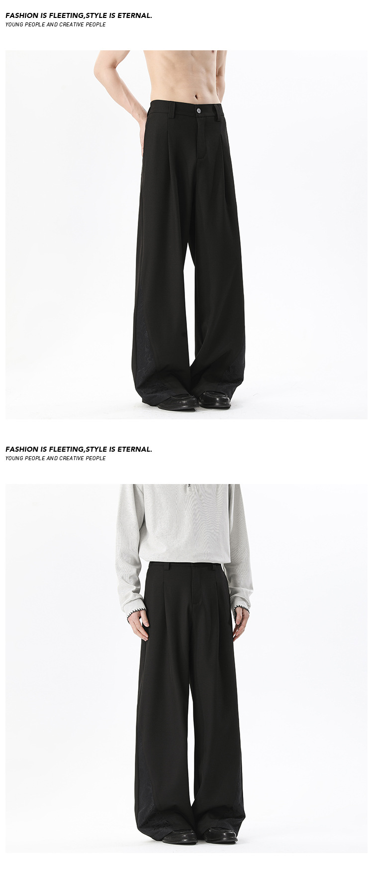 Men's Chinese-style Casual Trousers With Dark Pattern Splicing_voghion.com