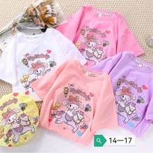 2024爆款跨境新品女中童短袖T恤夏季童装美乐蒂库洛米卡通棉上衣