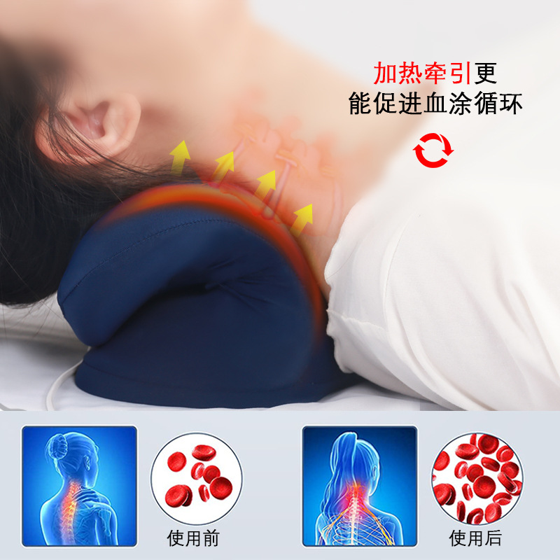 Nuevo tipo de almohada de tracción de calor transfronteriza almohada de masaje de cuello almohada de tracción de auto-cortez almohada de columna cervical para dormir