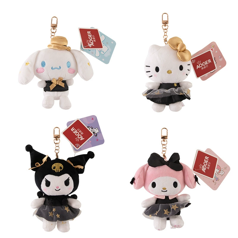 Оригинальный кулон серии Sanrio Black Gold Kuromi Cinnamon Dog, плюшевый милый брелок Aojier