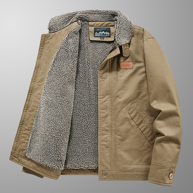 Cross-Border Wholesale Style Lamb Wool Jacket Men's New Winter Outdoor Velvet Thickened Warm Cotton Jacket