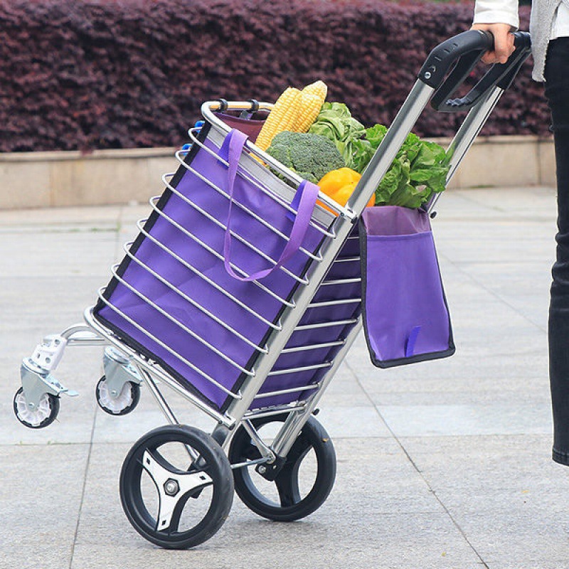 Buy food Pull the car household fold Portable Shopping Cart Basket the elderly pull rod garden cart trailer light