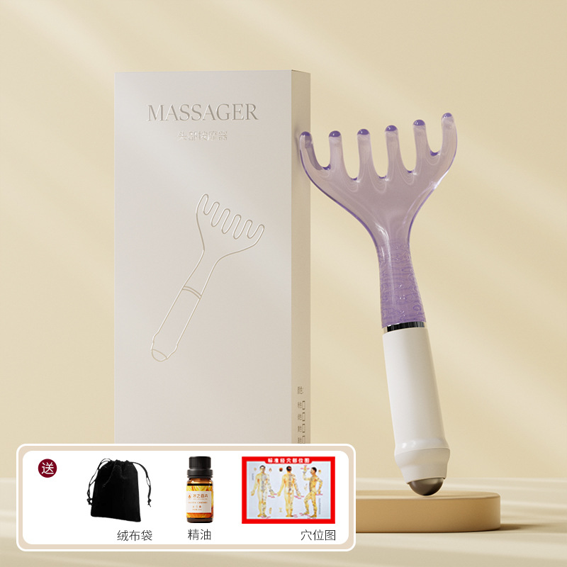 Pein de cuerno de ciervo, rastrillo pequeño, masaje de cinco dedos, peinado de cabello, garra de agarre del cuero cabelludo, meridianos, tratamiento de la cabeza, artefacto de rastrillo de músculos faciales caseros