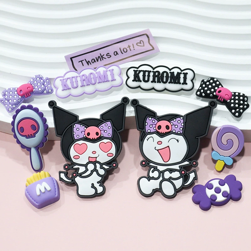 Любовные глаза Kuromi DIY аксессуары ПВХ мягкий чехол для телефона, отверстия для тапочек, декоративная трехмерная нашивка водяной стакан