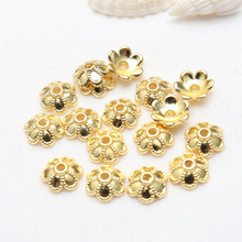 14k/18K包金色保色花托 镂空花瓣 diy手链品配件隔珠串珠花帽材料