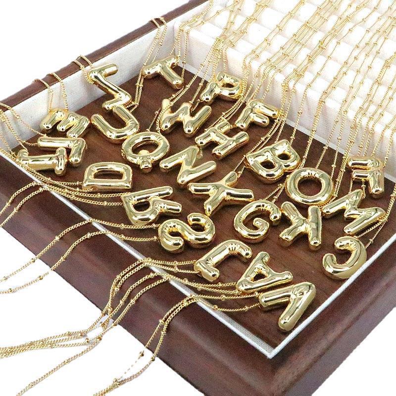Copper Material Vintage Style Letter Copper Plating Pendant Necklace