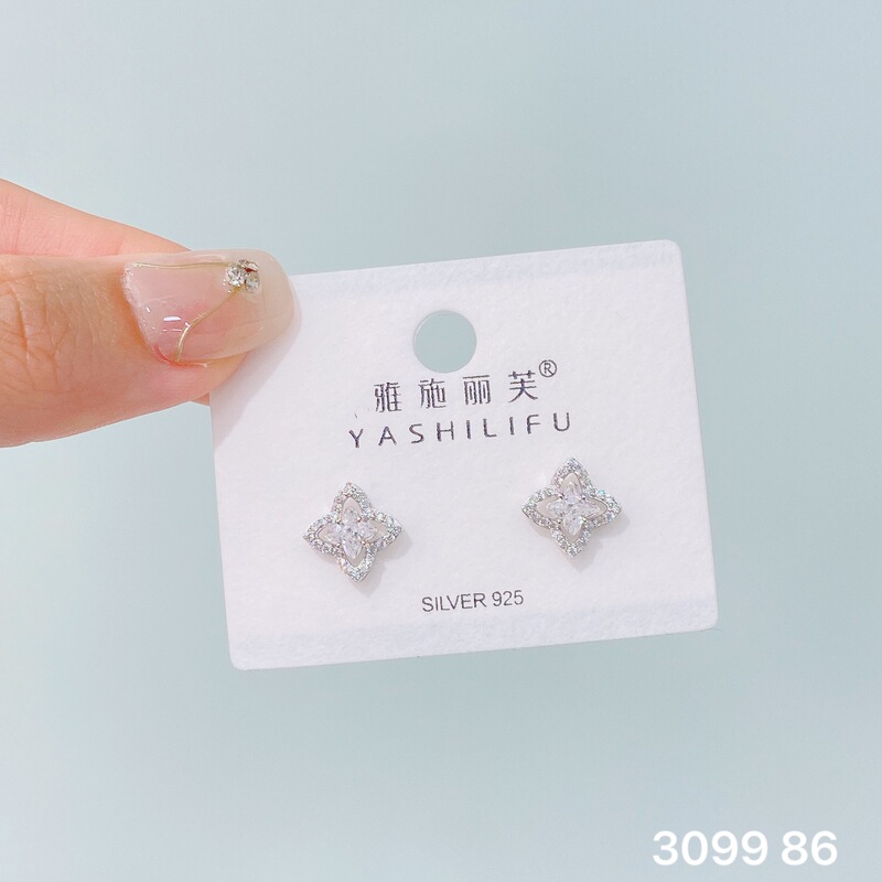 Yashilifu s925 スターリングシルバー新しい絶妙な小さなジルコン光沢のあるイヤリングシンプルで多用途の女性のイヤリング|undefined
