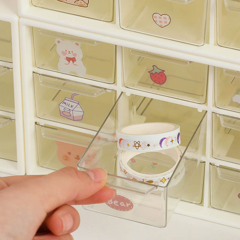 Jiugongge caja de almacenamiento cajón dormitorio Oficina caja de almacenamiento transparente separado a prueba de polvo caja de almacenamiento de escritorio al por mayor