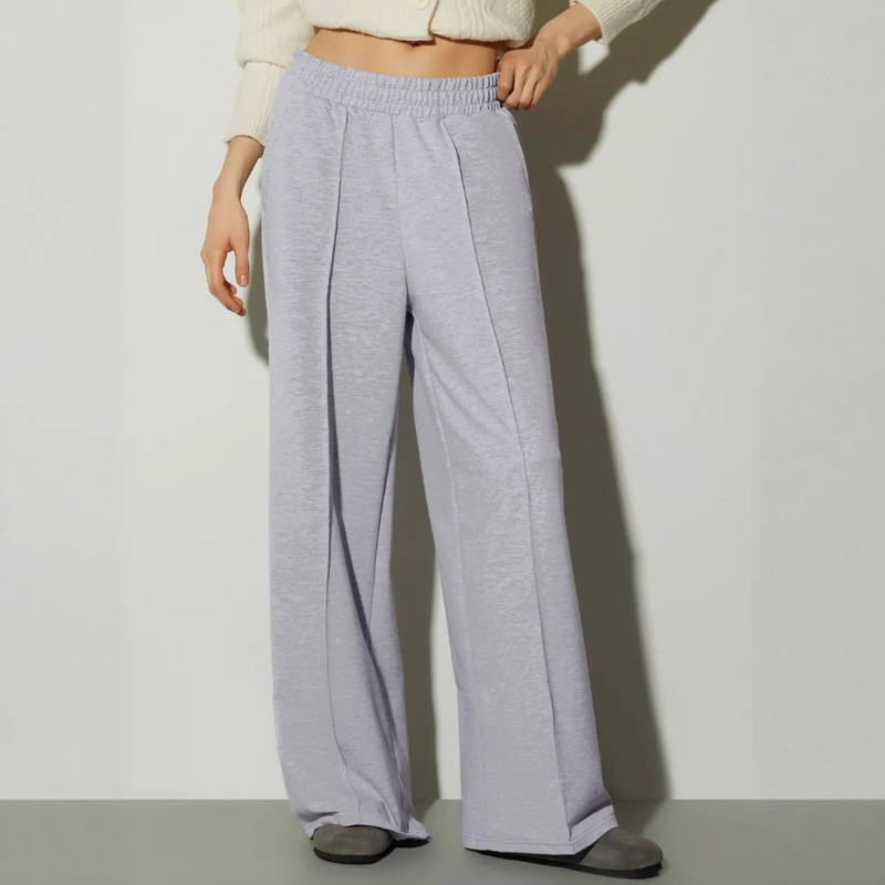 Cross-Border Export Amazon 2025 Autumn and Winter Pure Color Casual Wide-Leg Elastic Waist Sweatpants Women's Jogging Sweatpants Europe and the United States Cross-Border Export Amazon 2025 Autumn and Winter Pure Color Casual Wide-Leg Elastic Waist Sweatpants Women's Jogging Sweatpants Europe and the United States