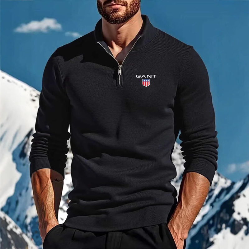 Autumn and Winter New Men's European Size Cross-Border Sweater, Long-Sleeve Half-Zip Stand Collar, Solid Color Versatile Casual Trendy Sweater Autumn and Winter New Men's European Size Cross-Border Sweater, Long-Sleeve Half-Zip Stand Collar, Solid Color Versatile Casual Trendy Sweater