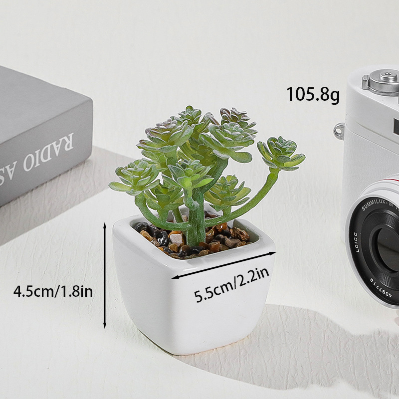 Simulación transfronteriza de porcelana floc de macetas pequeñas macetas verdes de mesa decoración ornamentos artesanías bonsai spot directo