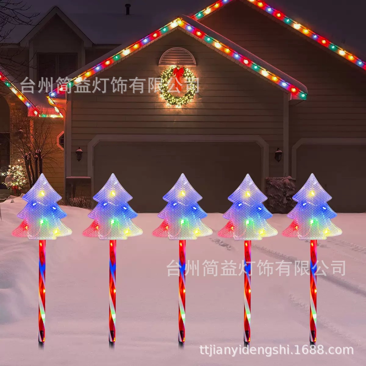 Un arrastre y cinco lados del árbol de Navidad transparente - tubo rojo - energía solar