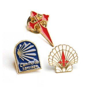 Pilgrimage Road Brooch Colorful Cross Zinc Alloy Scallop Badge Santiago Badge Cross-Border Jewelry Wholesale
