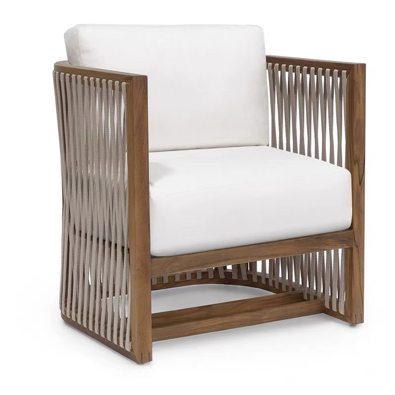 Nórdico al aire libre de caña ocio creativo sofá silla pequeña casa balcón mesa de té individual combinación de jardín perezosa silla de caña