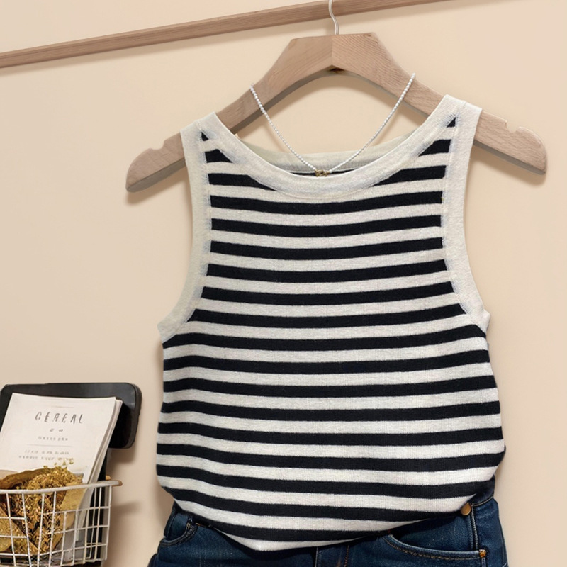 plus size Ice Silk Camisole Striped Vest Women's Summer New Arrival chubby girl Suit Inner Wearing Outer Wearing Sleeveless Base Shirt Top
