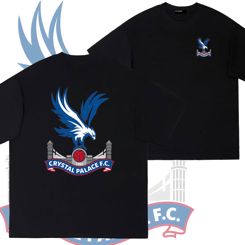 Premier League Crystal Palace Xinjiang Long-Staple Cotton Short-Sleeved T-Shirt Loose Top Half-Sleeved Football Sports Clothes T-Shirt Summer