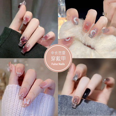 高級感顯白可拆卸穿戴甲夏季假指甲成品美甲貼片指甲貼片甲片nail