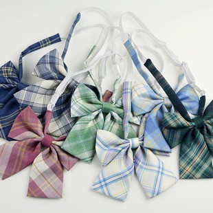 Hot-selling College Style Oka Pear Field Soot Black Bow Plaid Flat Horn JK Collar Bow Tie Shirt Accessories