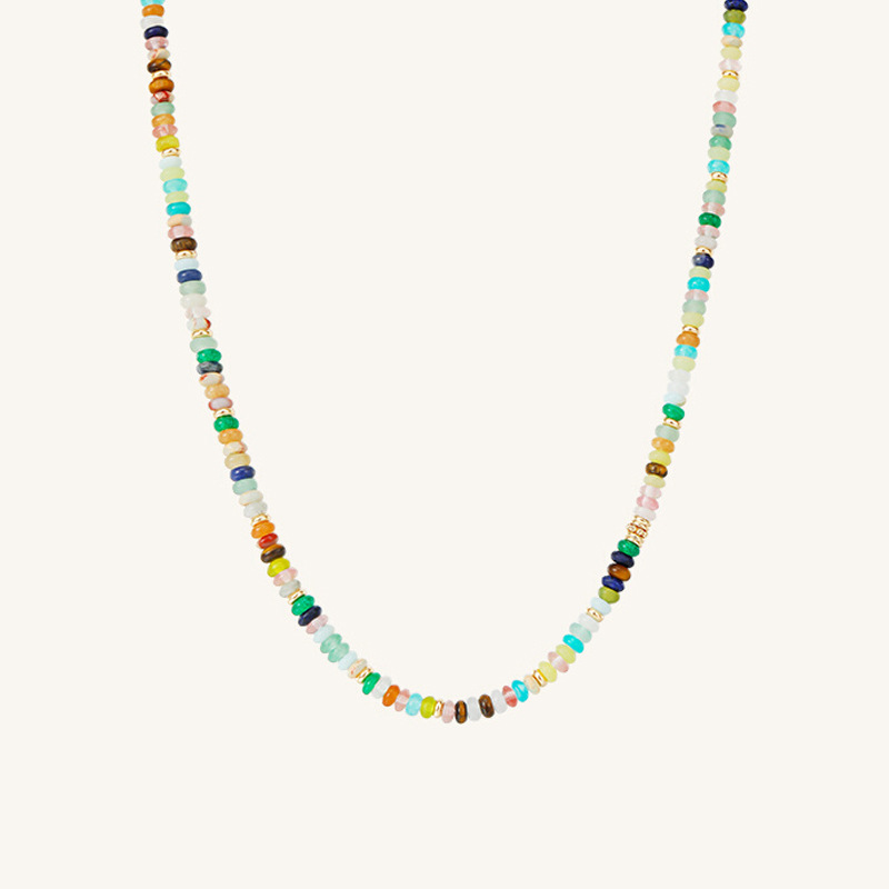 Secret Garden Colorful Dopamine Beaded Necklace Accessories for Women Summer Clavicle Chain High-End Niche Neck Jewelry