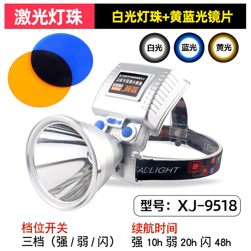 Cañón láser Luz de pesca nocturna Faros de alta potencia Luz fuerte Carga al aire libre Ultra brillante Linterna de largo alcance Lámpara de minero de batería de litio