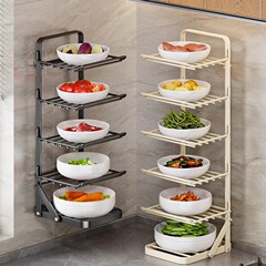 キッチン食品準備ラック、折りたたみ式多機能カウンタートップ食器収納、壁掛け多層ディッシュプレート、食品収納アーティファクト