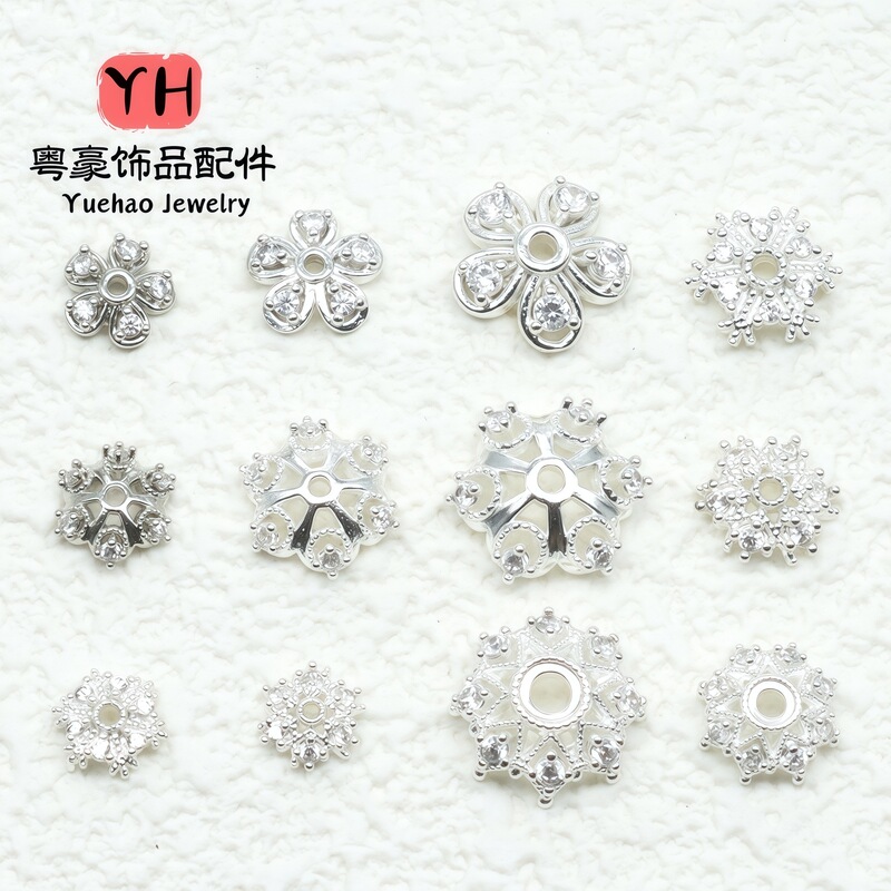 14k gold color inlaid zircon torus snowflake variety of accessories bead cap bracelet necklace diy jewelry accessories