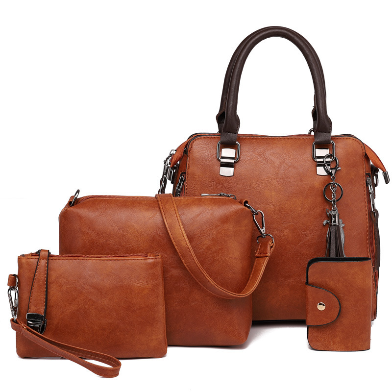 New women's bag, European and American fashion retro mother-daughter bag, tassel crossbody handbag, single shoulder four-piece set bag New women's bag, European and American fashion retro mother-daughter bag, tassel crossbody handbag, single shoulder four-piece set bag