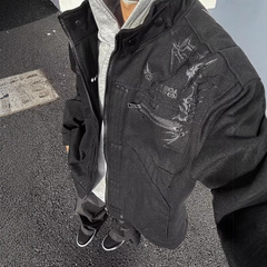 Cleanfit黒解构ショートコート男性高级感痞帥美式レトロ荊棘正肩立襟ジャケット