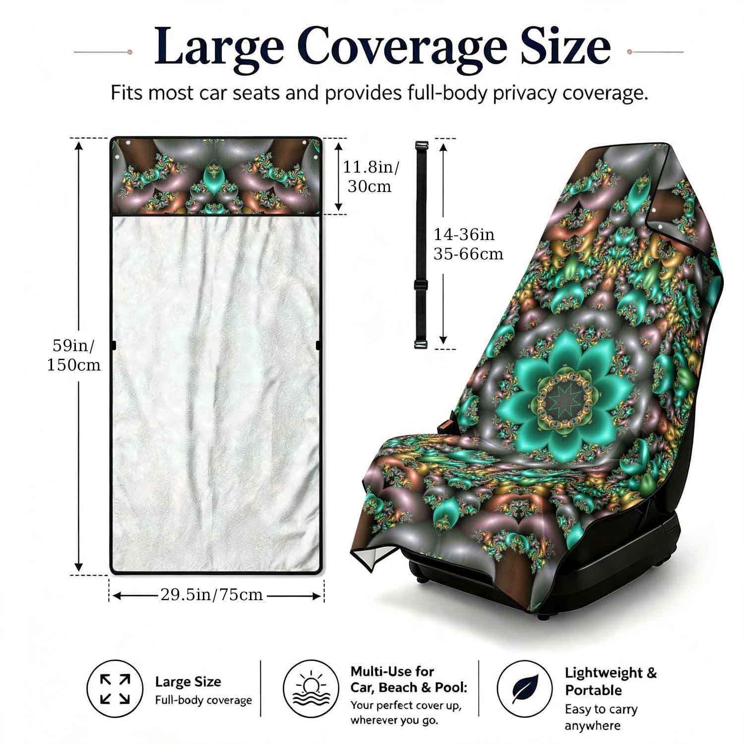 Geometric Bath Towel Car Seat Cover 2-in-1 Microfiber Outdoor Beach Car Dual-Use Universal Seat Cushion