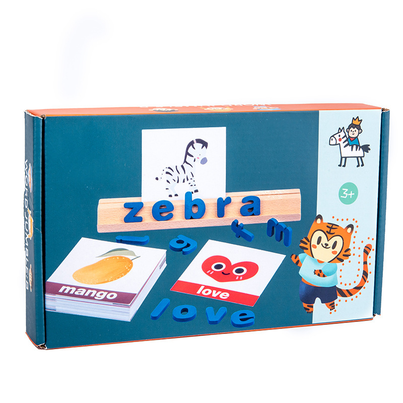 Rompecabezas de rompecabezas para niños, juego de palabras de educación temprana, 26 cartas de letras en inglés, rompecabezas de ortografía, juguetes educativos para niños