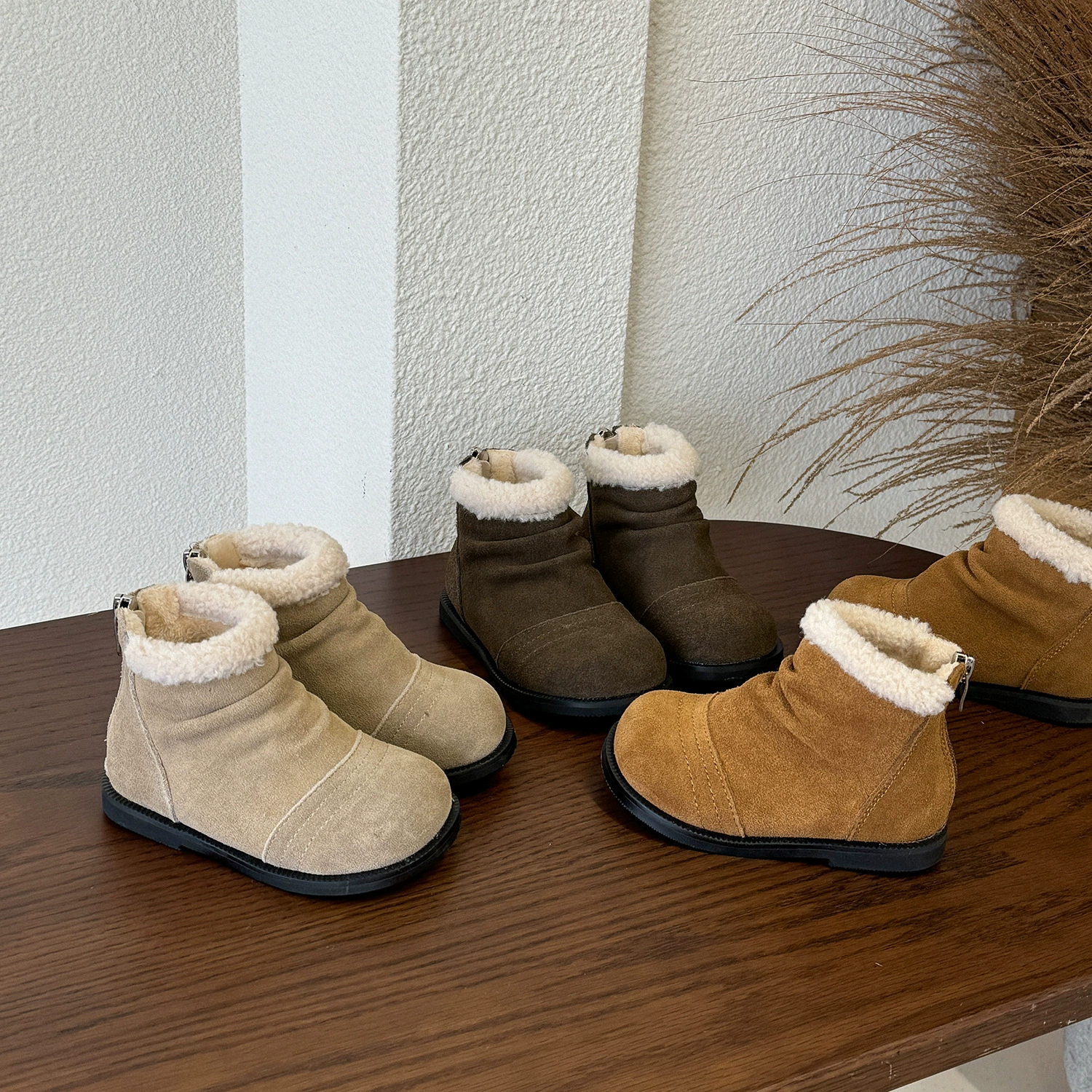 Martens, keep warm soft children's winter low boots, Korean style