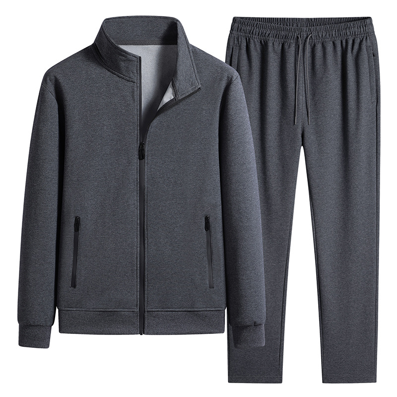 Trajes deportivos de algodón transfronterizo, cardigans de dos piezas, trajes deportivos de mediana edad, cuello de padre, suéter para hombres. image 3